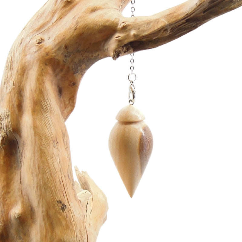 Pendule artisanal de radiesthésie en nerprun avec chainette.