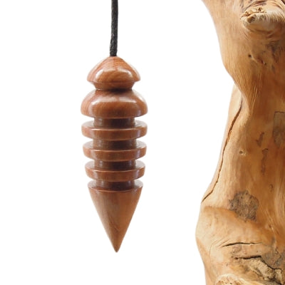 Pendule artisanal de radiesthésie en merisier avec cordon collé