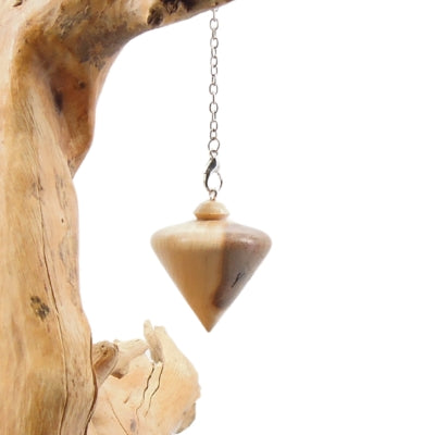 Pendule artisanal de radiesthésie en nerprun avec chainette.