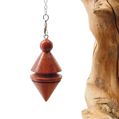 Pendule radiesthésie en padouk avec chainette.