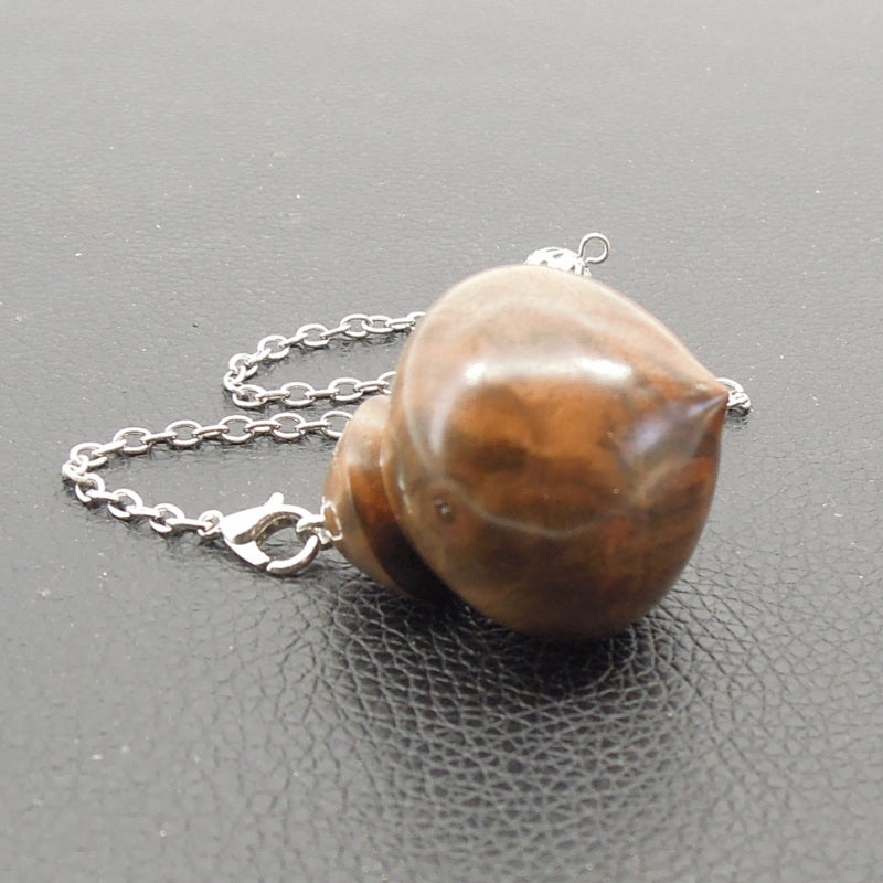 Pendule artisanal de radiesthésie en noyer d'amérique avec chainette