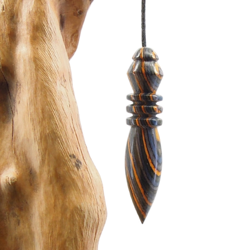 Pendule artisanal de radiesthésie en stamina avec cordon collé