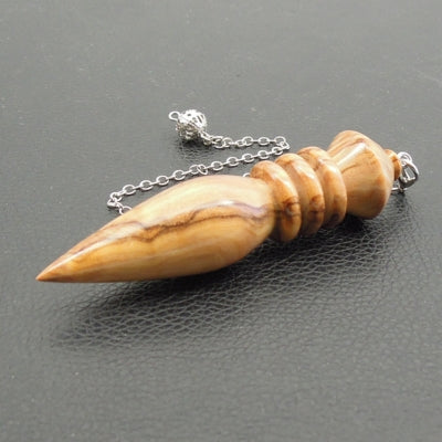 Pendule artisanal de radiesthésie type Thôt en olivier avec oeilleton.