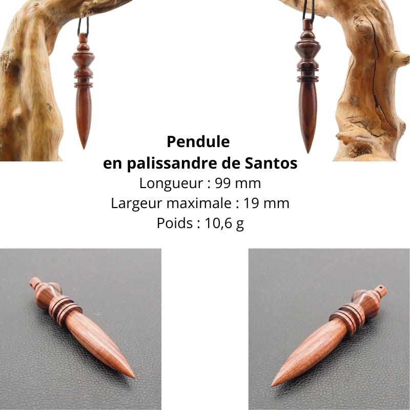 Pendule artisanal de radiesthésie type Thôt en palissandre pour Juliette