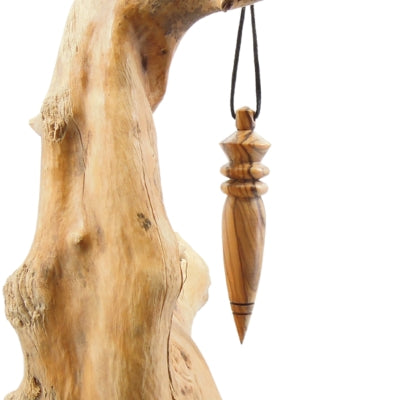 Pendule artisanal de radiesthésie type Thôt en olivier avec oeilleton.