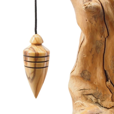 Pendule artisanal de radiesthésie en olivier avec cordon collé